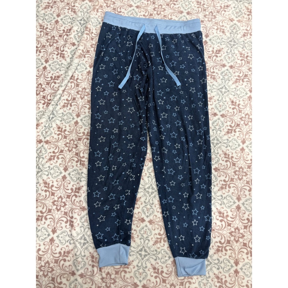 Mountains Peak Mens Fleece Pajama Jogger Pants Navy Blue Star Print Size Medium